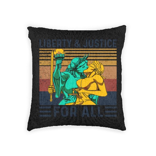 Liberty Justice For All Lesbian Lgbt Pride Woven Pillows