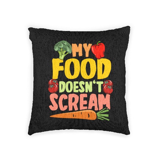 Vegan Vegetarier My Food Doesn't Scream Woven Pillows