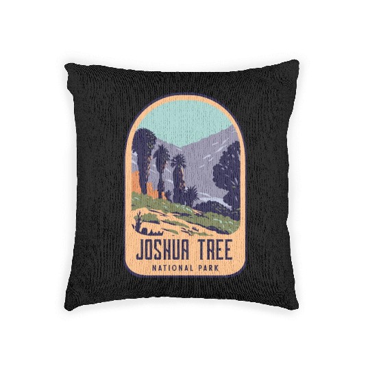 Joshua tree national park retro design Woven Pillows
