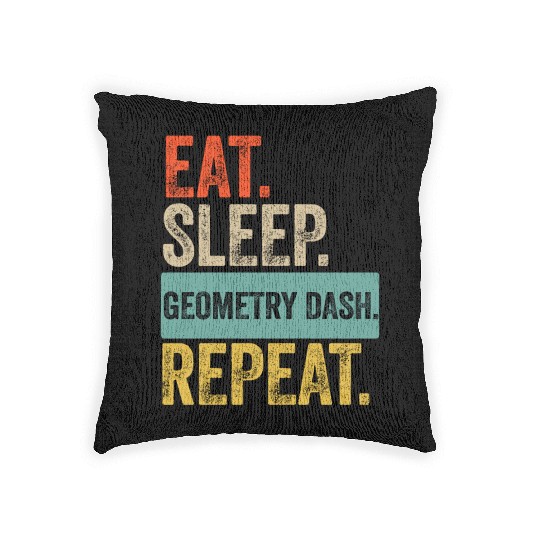 Eat sleep geometry dash repeat retro vintage Woven Pillows