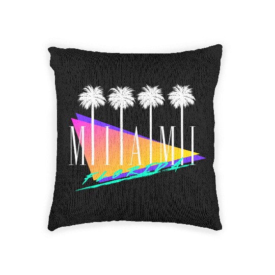 Miami Florida Retro Style Woven Pillows