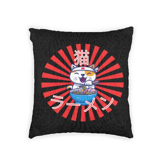 Neko Ramen - Cat Ramen Kawaii Woven Pillows