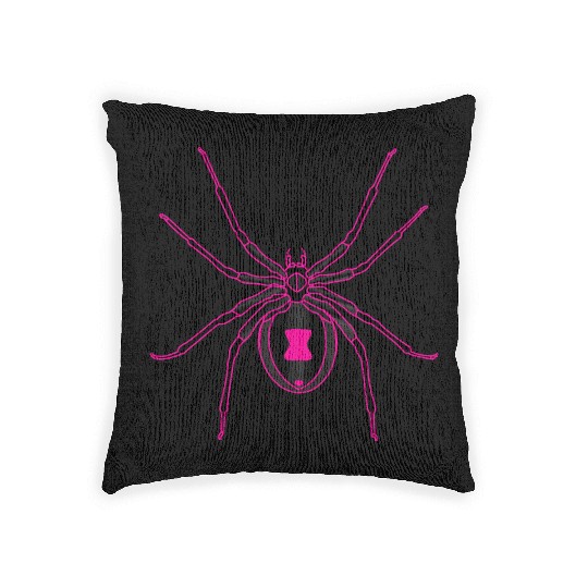 Black Widow Pink Design Woven Pillows