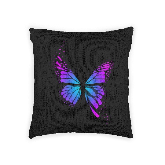 Bright neon butterfly Woven Pillows