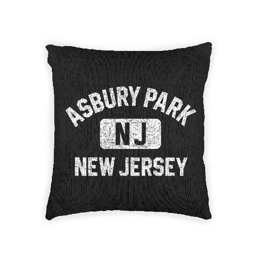 Asbury Park Nj New Jersey Gym Style Distressed Whi Woven Pillows