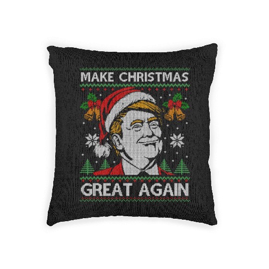 Make Christmas Great Again Funny Trump Ugly Xmas Woven Pillows