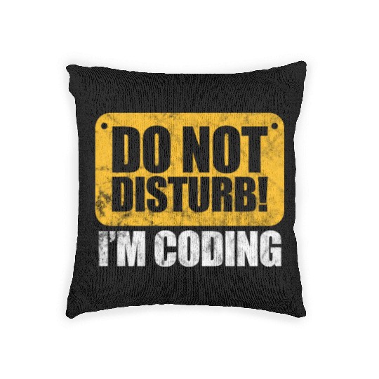 Do Not Disturb I'm Coding Vintage, Programmer Woven Pillows