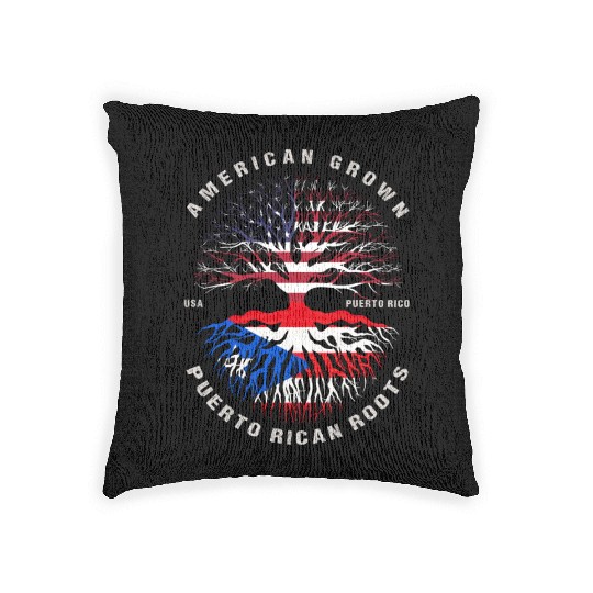 American Grown Puerto Rican Roots Puerto Rico Flag Woven Pillows