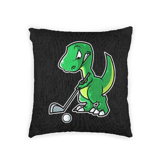 Tyrannosaurus Golf Player Golfer Golfing Funny Woven Pillows