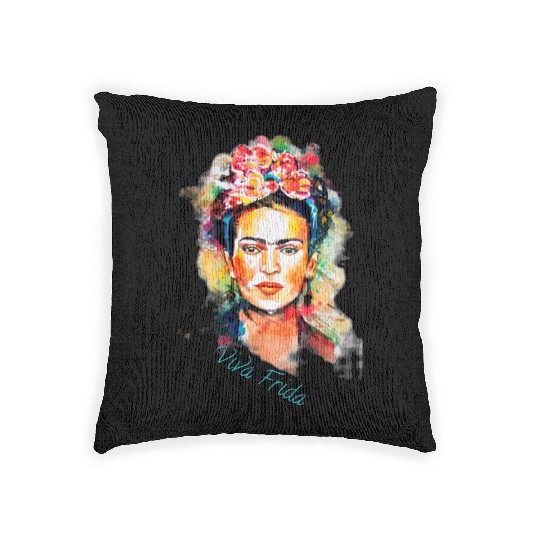 Frida Kahlo Viva Frida Bold And Beautiful Watercol Woven Pillows