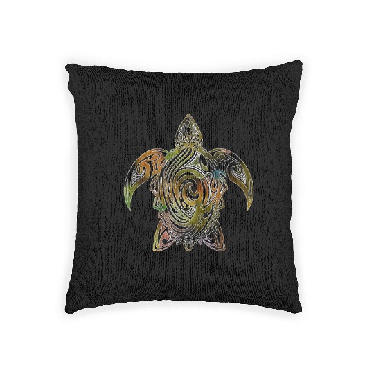 tribal turtle Woven Pillows