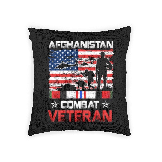 Afghanistan Combat Veteran US Veteran Military Woven Pillows