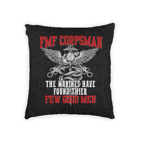 FMF Devil US Navy Corpsman DOC Badass Army Veteran Woven Pillows