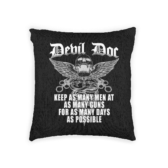 Devil Doc US Navy Corpsman Badass Army Veteran Woven Pillows