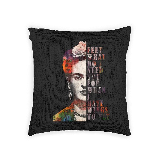 I Have Wing To Fly Frida Kahlo Women Empower 4666 Woven Pillows
