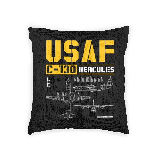 C 130 Hercules US Airborne Fighter Pilot Woven Pillows