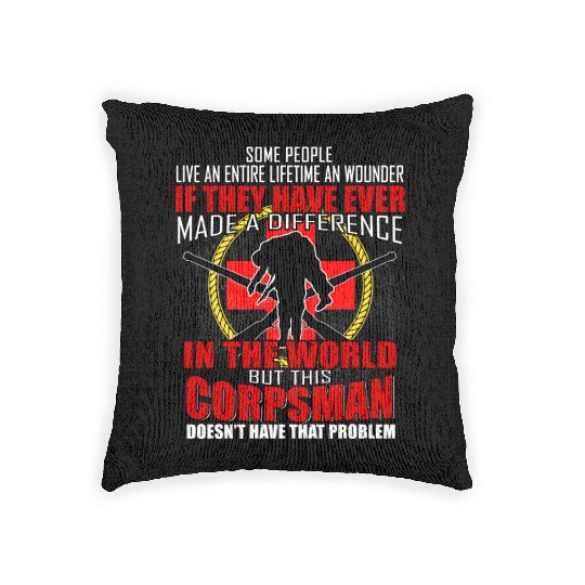 Devil US Navy Corpsman DOC Badass Army Veteran Woven Pillows