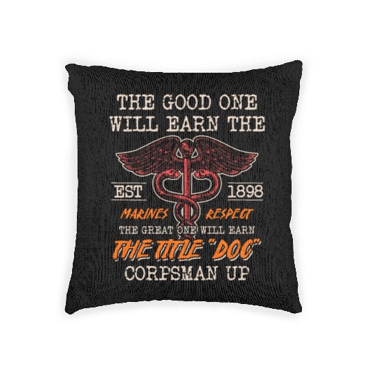 DOC Devil US Navy Corpsman Badass Army Veteran Woven Pillows