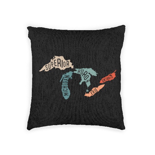 Great lakes USA, Michigan Lake Erie Lake Woven Pillows