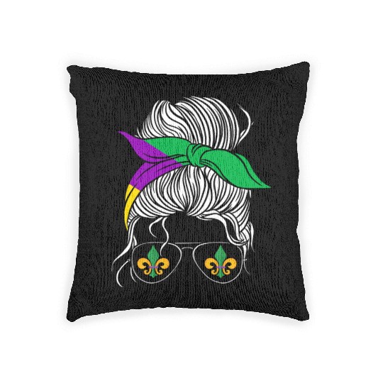 Mardi Gras Mom Costume Festival Parade Beads Mardi Woven Pillows