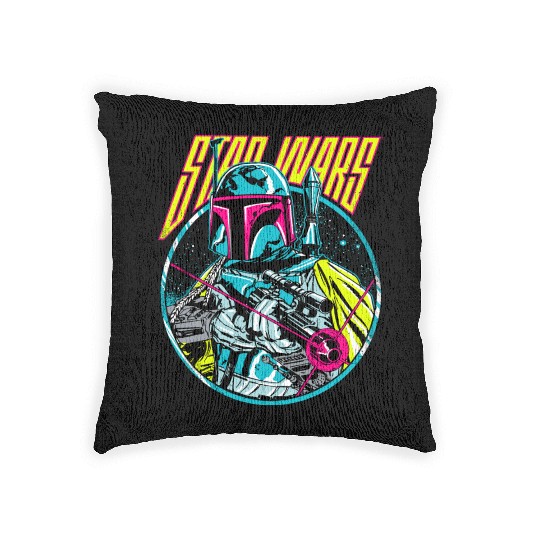Star Wars Boba Fett Neon Blaster Vintage Graphic Woven Pillows