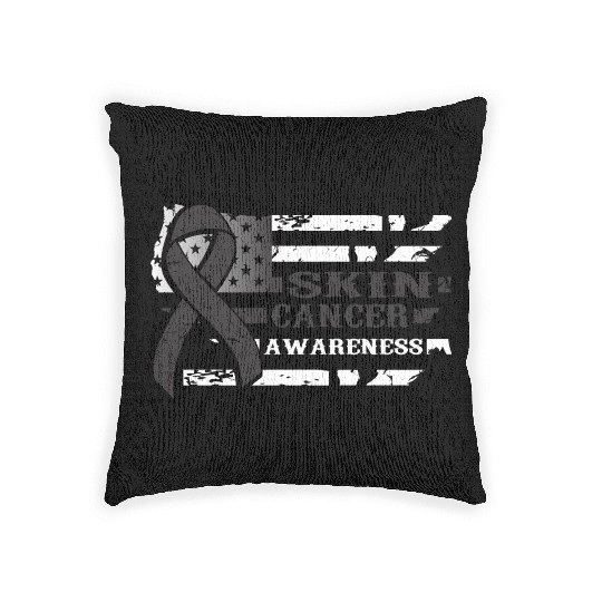 USA Flag SKIN Cancer Awareness Woven Pillows