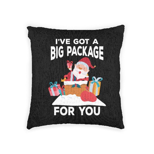 I've Got A Big Package For You Funny Christmas Woven Pillows