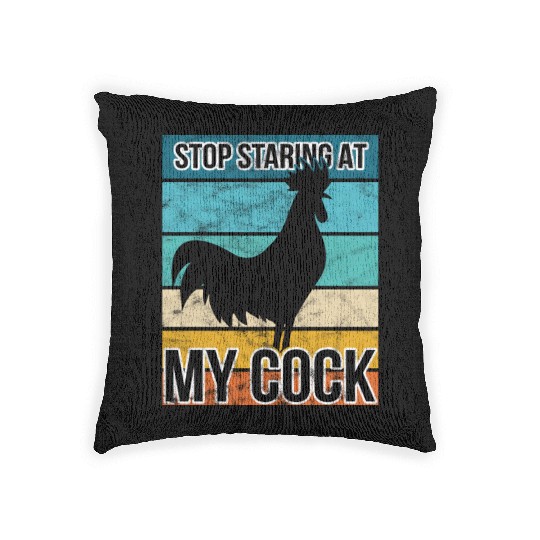 Cock Stop staring at my cock Woven Pillows