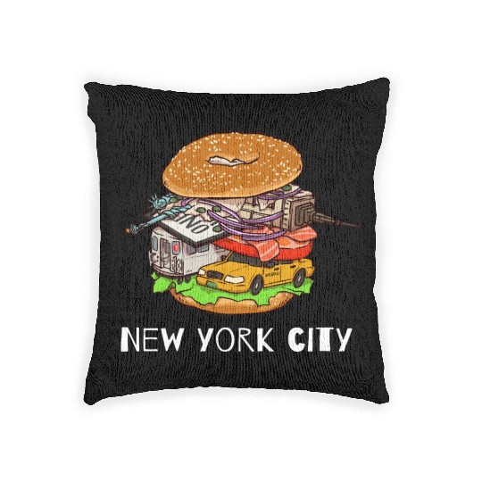 New York City Bagel with Everything NYC Woven Pillows