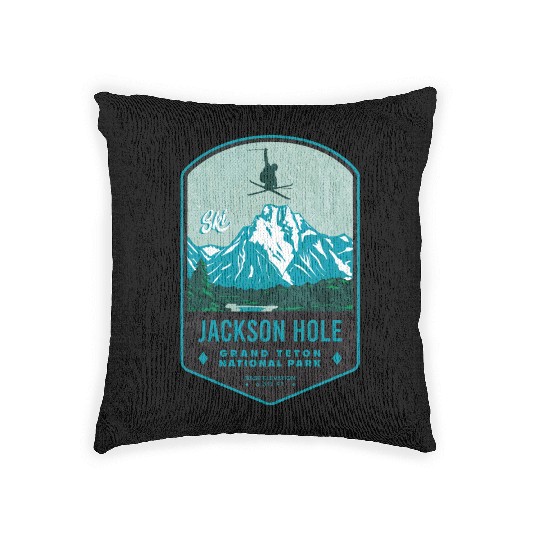 Jackson Hole Ski Badge Woven Pillows