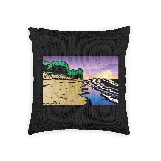 Purple Twilight Indiana Dunes Poster Woven Pillows