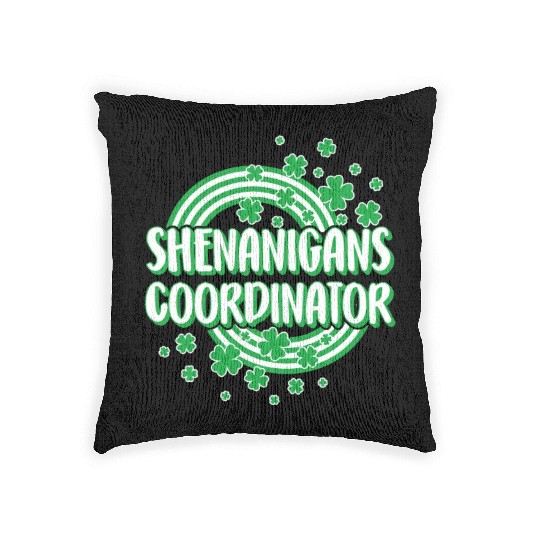 St. Patricks Day Woven Pillows, Shenanigans Coordinator,