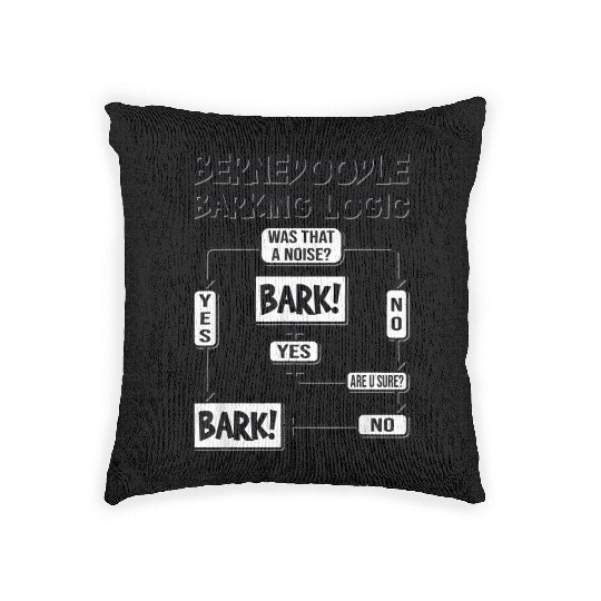 Dog Barking Logic Funny Dog Idea Funny Bernedoodle Woven Pillows