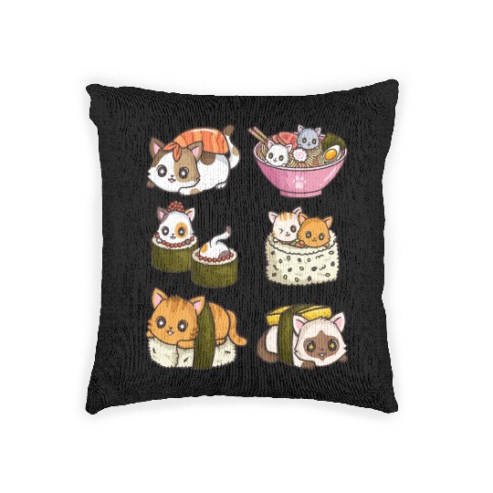 Sushi Cat Japanese Anime Woven Pillows