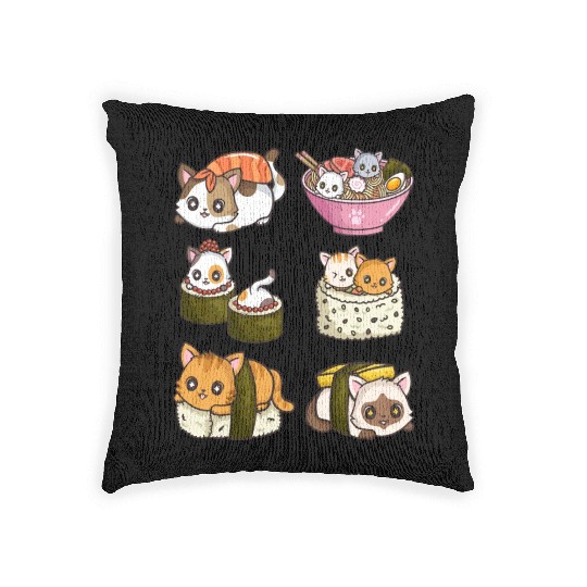 Sushi Cat Japanese Anime Woven Pillows