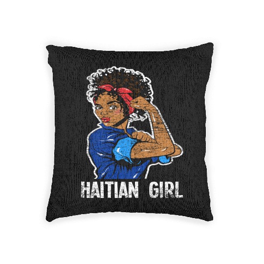 Haiti Girl Caribbean Woven Pillows