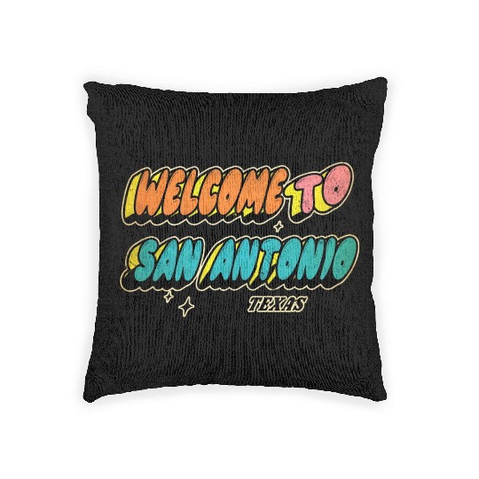 Welcome to San Antonio Texas Design Woven Pillows