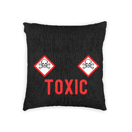 RELIGION Is TOXIC Skull Crossbones toxicity symbol Woven Pillows