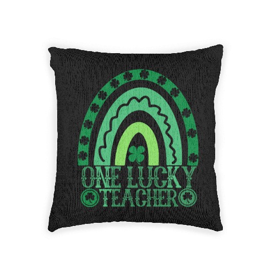 One Lucky Teacher Rainbow St Patrick’s Day Woven Pillows