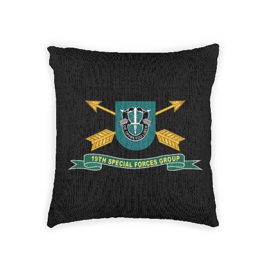 Army 19th Special Forces Group Flash w Br Ribbon Woven Pillows