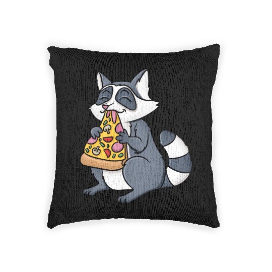 Racoorn Eating Pizza Woven Pillows
