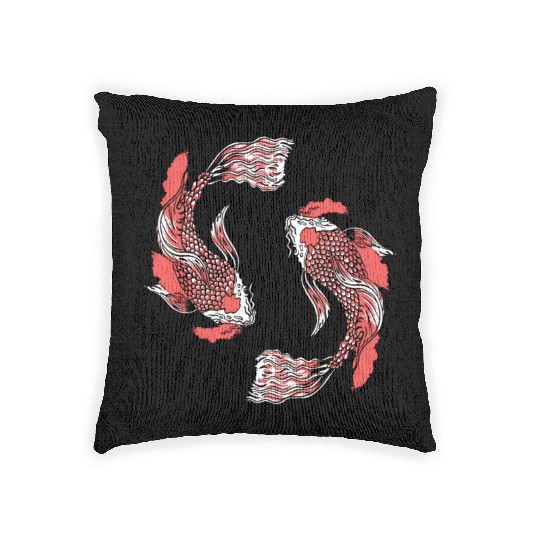 Koi Fish Swirly Woven Pillows