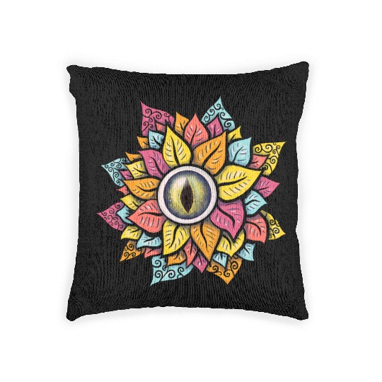 Colorful Reptile Eye Flower Woven Pillows