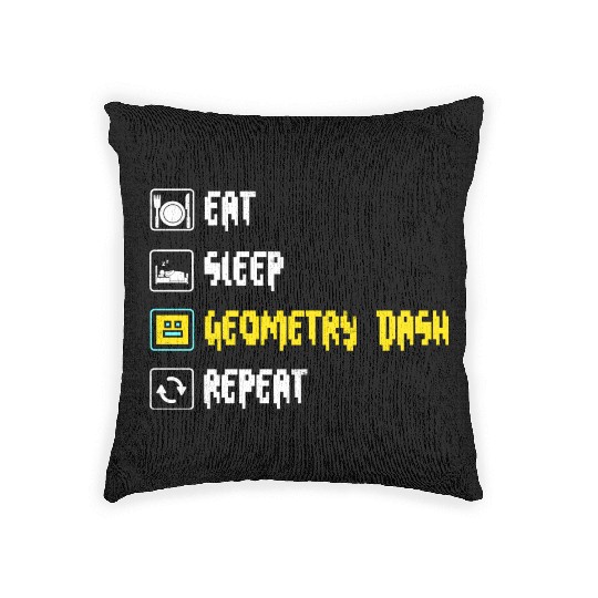 Eat sleep geometry dash repeat retro Jumper Repeat Woven Pillows