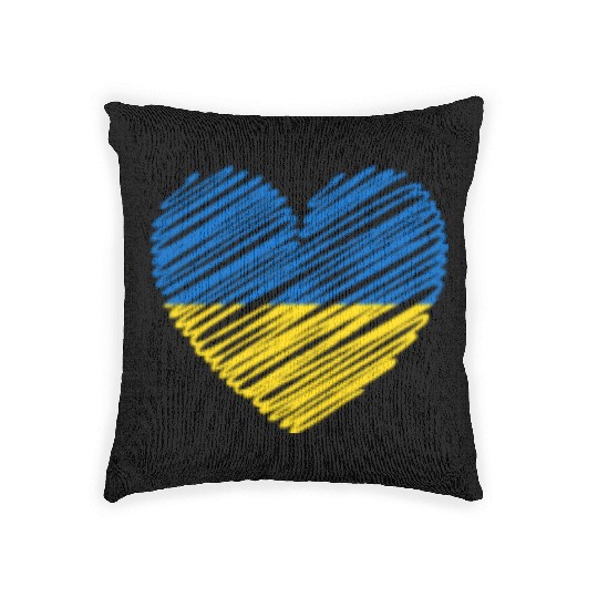 I Stand With Ukraine Ukrainian Heart Flag Woven Pillows