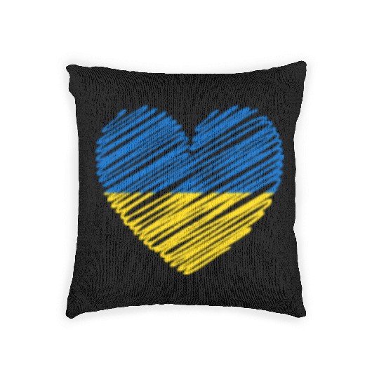 I Stand With Ukraine Ukrainian Heart Flag Woven Pillows