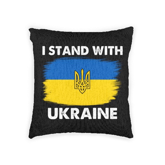 I Stand with Ukraine Ukraine Flag Woven Pillows