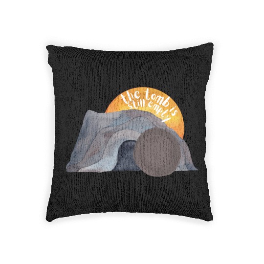 The tomb was empty Christian easter sunset Woven Pillows