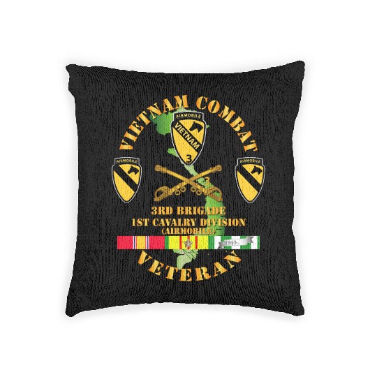 Army Vietnam Combat Cavalry Veteran w Support Brig Woven Pillows