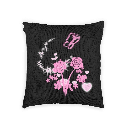 nature freedom peace butterfly pink hearts Woven Pillows